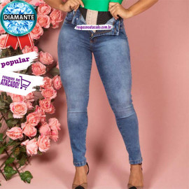 Calça Feminina Jeans Lipo Com Cinta Modeladora Slim 36@44