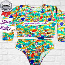 Conjunto Infantil Blusa e Calçinha Uv 2 a 8 Anos
