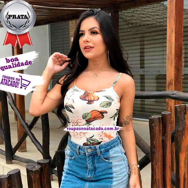 Body Malha Canelada Estampado M Body Malha Canelada Estampado M