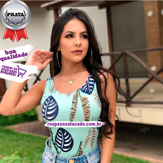 Body Malha Canelada Estampado M Body Malha Canelada Estampado M