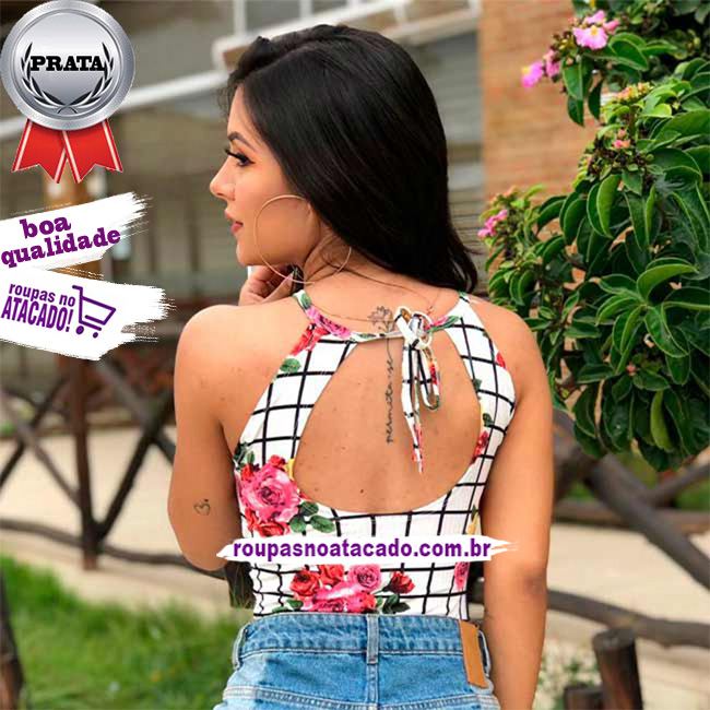 Body Malha Canelada Estampado M Body Malha Canelada Estampado M