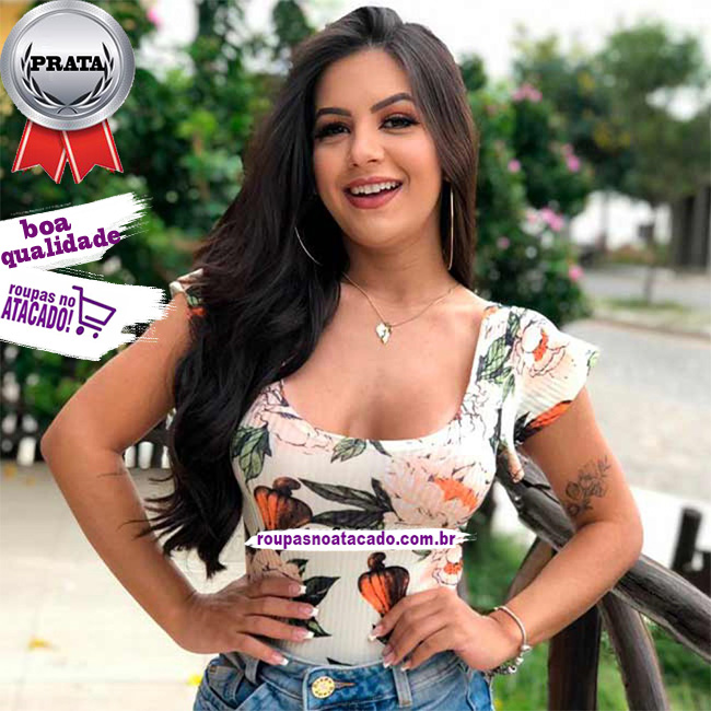 Body Malha Canelada Estampado M Body Malha Canelada Estampado M