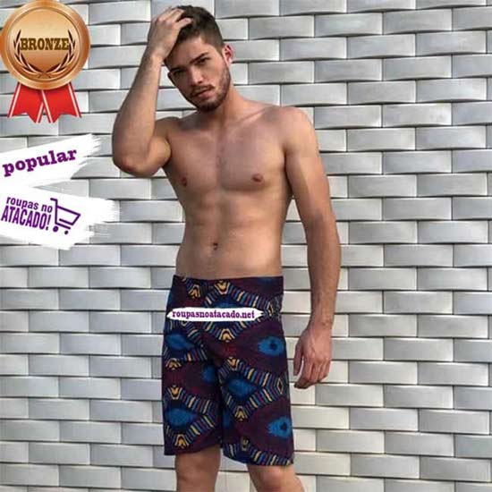 Bermudas Masculinas Estampadas Tactel adulto 36 ao 42 Bermudas Masculinas Estampadas Tactel adulto 36 ao 42