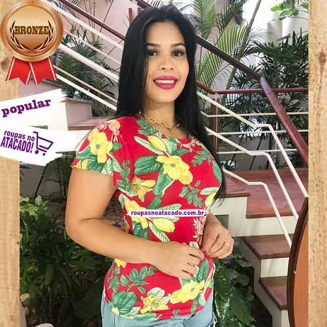 Blusas Feminina Malha Leila Estampada M/G/GG Blusas Feminina Malha Leila Estampada M/G/GG
