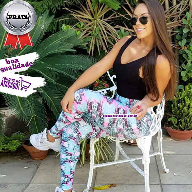 Calça Feminina Legue Suplex Estampada G Calça Feminina Legue Suplex Estampada G