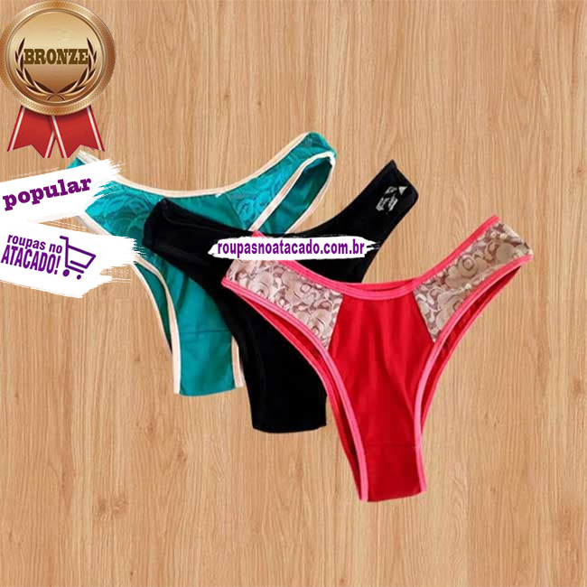 Calçinhas Cotton com Renda Juvenil 8 a 12 Anos Calçinhas Cotton com Renda Juvenil 8 a 12 Anos