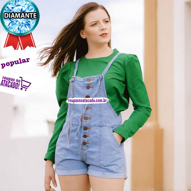 Jardineira Feminina Jeans com Botões 36 ao 44 Jardineira Feminina Jeans com Botões 36 ao 44
