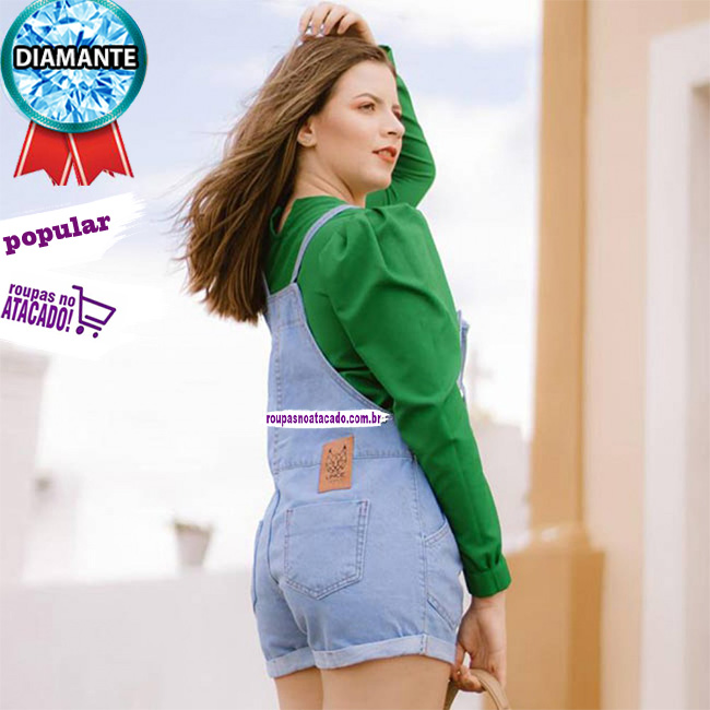 Jardineira Feminina Jeans com Botões 36 ao 44 Jardineira Feminina Jeans com Botões 36 ao 44