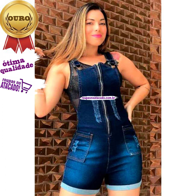 Jardineira com Lycra Jeans Zipper 36 ao 44 Jardineira com Lycra Jeans Zipper 36 ao 44