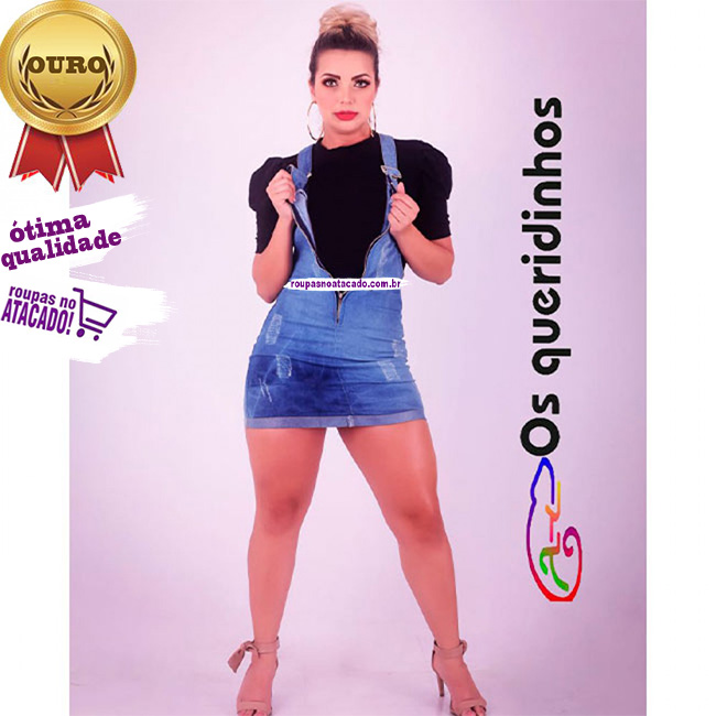 Jardineira Saia Jeans Com Zipper 36 ao 44 Jardineira Saia Jeans Com Zipper 36 ao 44