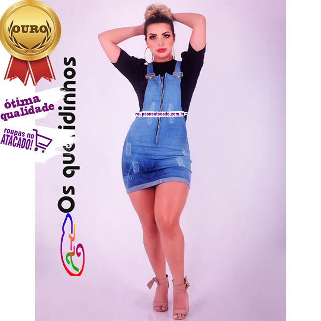 Jardineira Saia Jeans Com Zipper 36 ao 44 Jardineira Saia Jeans Com Zipper 36 ao 44