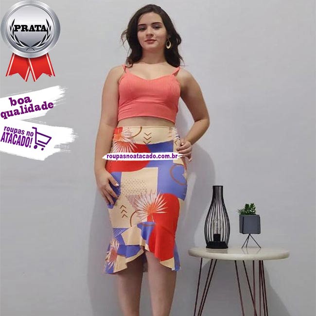 Saia Malha Leila Estampada G Saia Malha Leila Estampada G