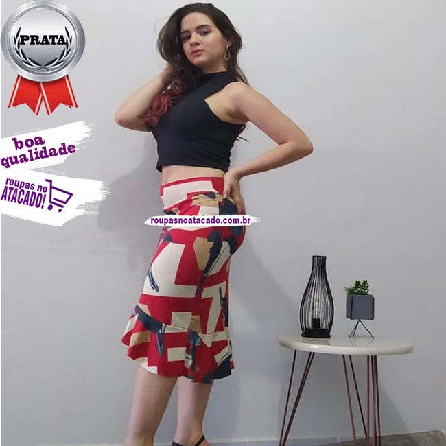 Saia Malha Leila Estampada G Saia Malha Leila Estampada G