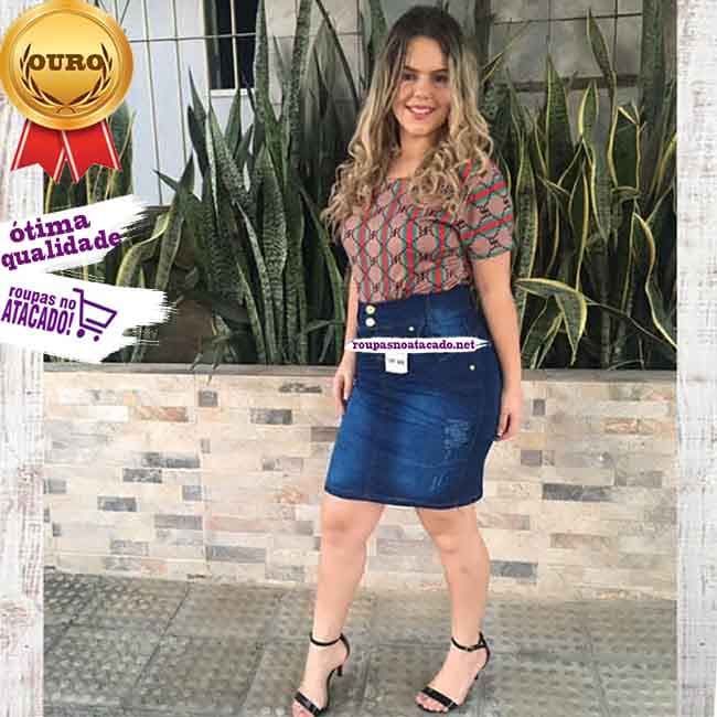 Saias Feminina Jeans Moda Evangélica C/ Lycra 36 Ao 44 Saias Feminina Jeans Moda Evangélica C/ Lycra 36 Ao 44