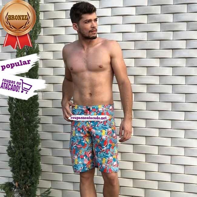 Bermudas Masculinas Estampadas Tactel adulto 36 ao 42 Bermudas Masculinas Estampadas Tactel adulto 36 ao 42